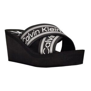 Calvin Klein Jeans Resort Beach Platform Wedge Spring  Fall Casual Sandal Black